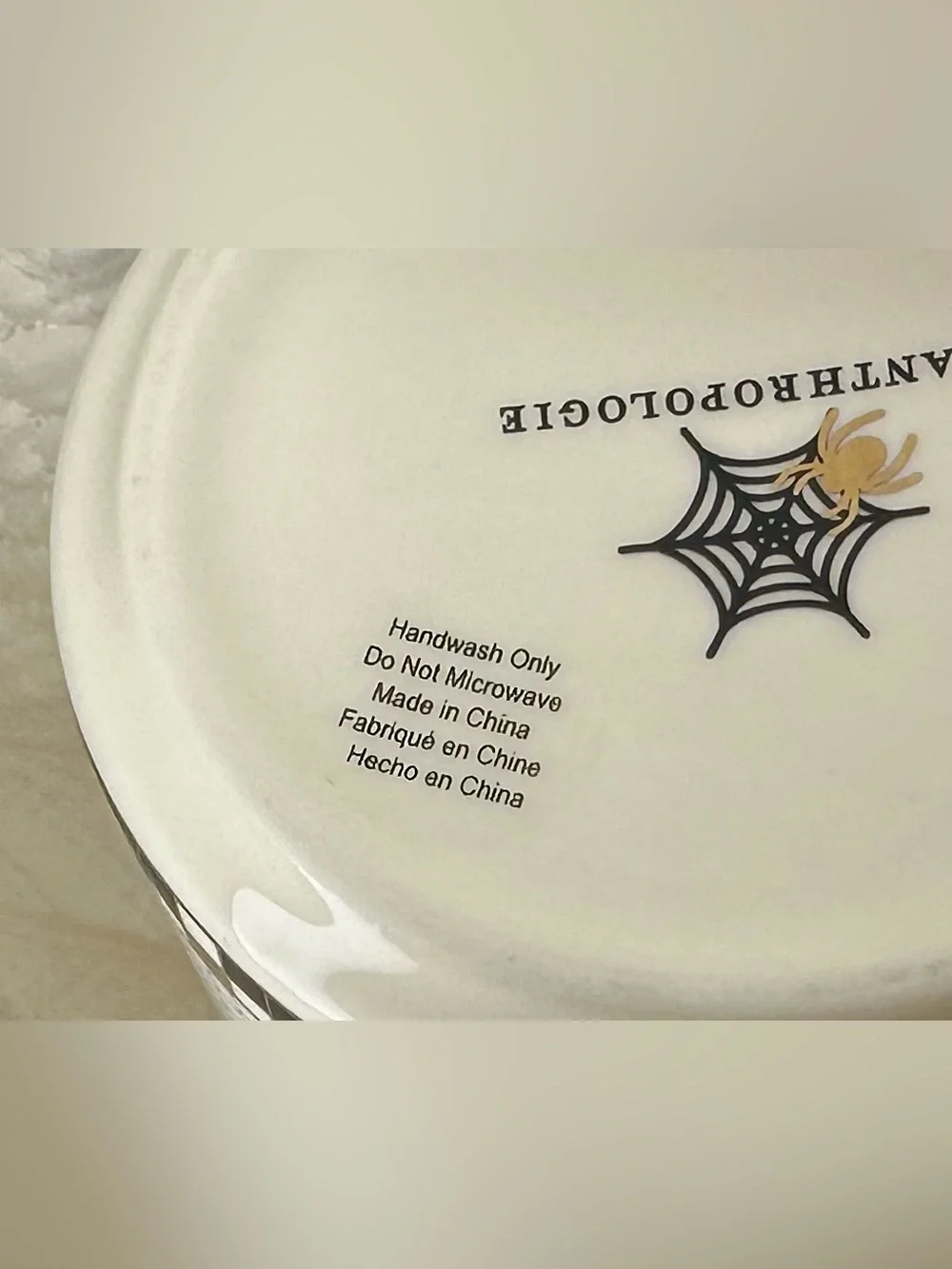 🖤 👻 🎃 New Anthropologie Bistro Tile Halloween Tricks Canister White 🖤 👻 🎃